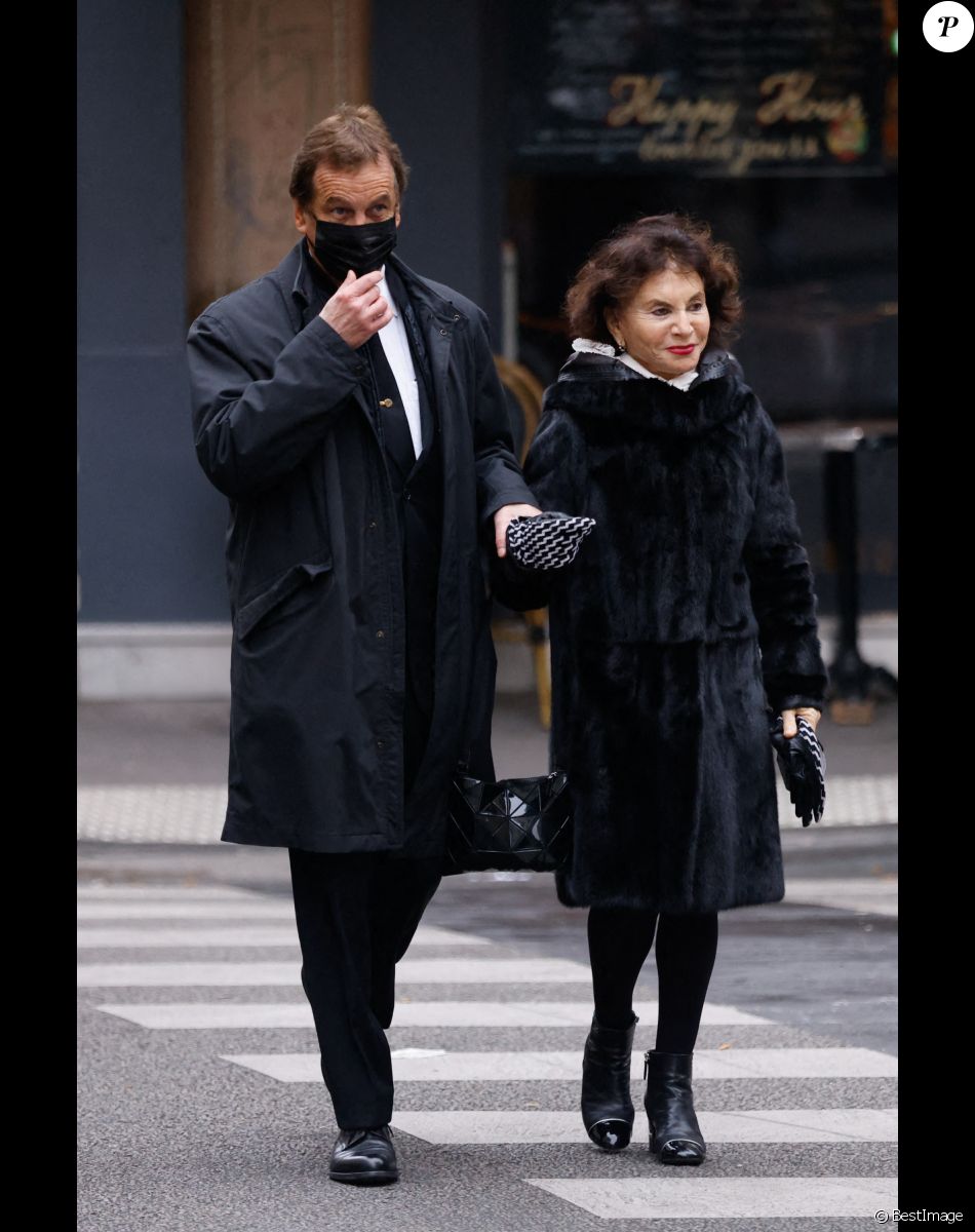 Monique Lang - Arrivées aux obsèques de Thierry Mugler au temple protestant de l'Oratoire du Louvre à Paris le 4 février 2022.