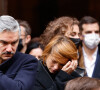 François Vincentelli et sa compagne Alice Dufour - Sorties des obsèques de Thierry Mugler au temple protestant de l'Oratoire du Louvre à Paris le 4 février 2022. 