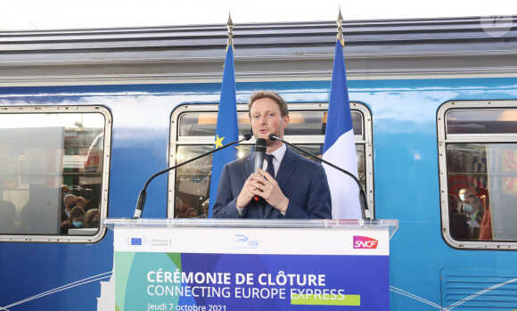 Arrivée du Connecting Europe Express en présence de Clément Beaune Secrétaire d'État charge des Affaires européennes à la Gare de l'Est le 7 octobre 2021