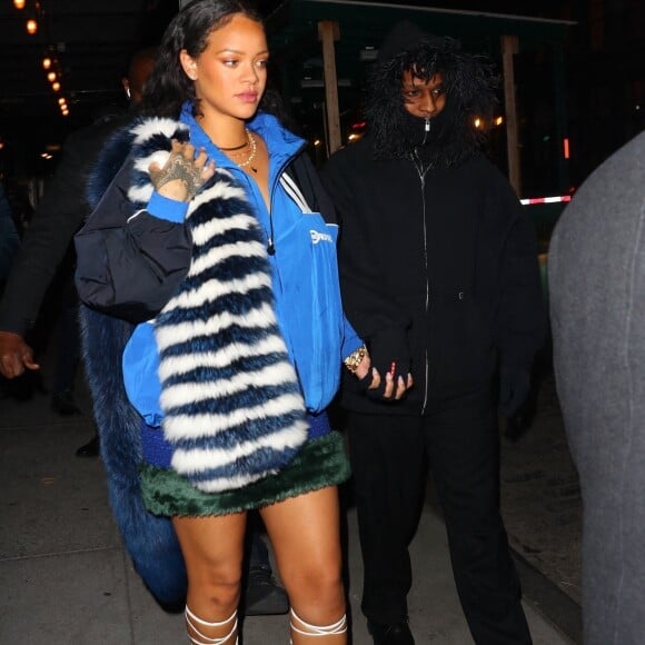 Rihanna et son compagnon ASAP Rocky ont dîné au restaurant Pastis à New York le 27 janvier 2022.