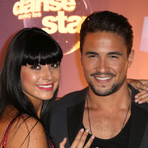 Olivier Dion et Candice Pascal - Photocall Danse avec les stars 6 devant TF1 à Boulogne-Billancourt, le 7 octobre 2015.