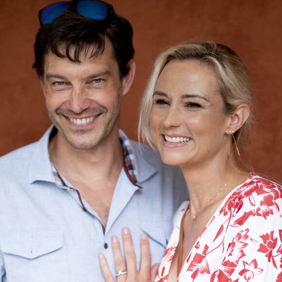 Elodie Gossuin et son mari Bertrand Lacherie au village lors des internationaux de France à Roland-Garros. © JB Autissier / Panoramic / Bestimage