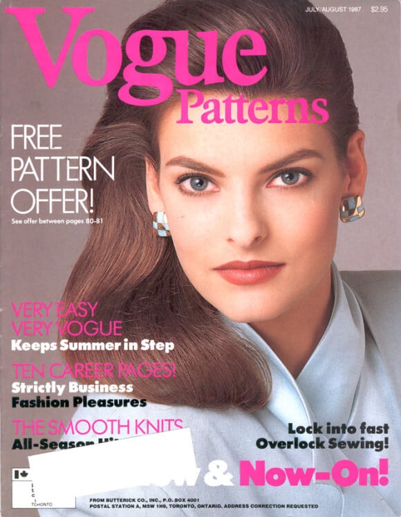 Voici en images les premières couv' du top canadien Linda Evangelista. Ici pour le magazine Vogue Patterns de l'été 1987.