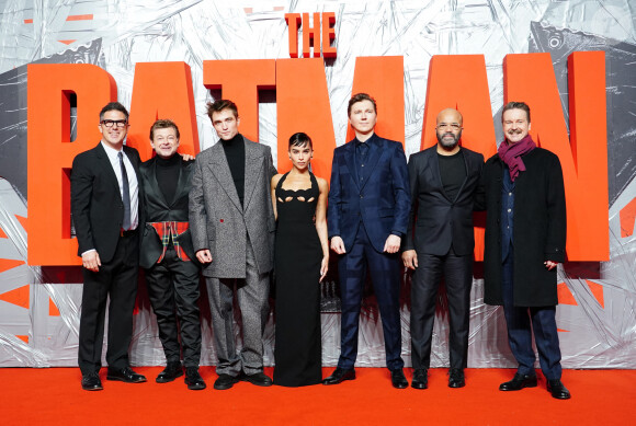 Dylan Clark, Andy Serkis, Robert Pattinson, Zoë Kravitz, Paul Dano, Jeffrey Wright et Matt Reeve assistent à l'avant-première du film "The Batman" au cinéma BFI IMAX Waterloo. Londres, le 23 février 2022.