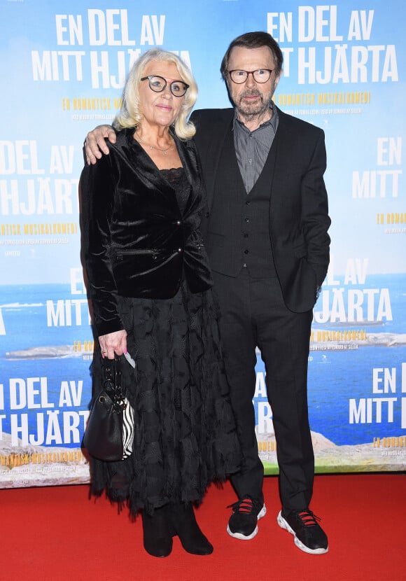 Björn Ulvaeus (groupe ABBA), sa femme Lena lors de la première du film "A piece of my heart" au cinéma Rigoletto à Stockholm le 16 décembre 2019.