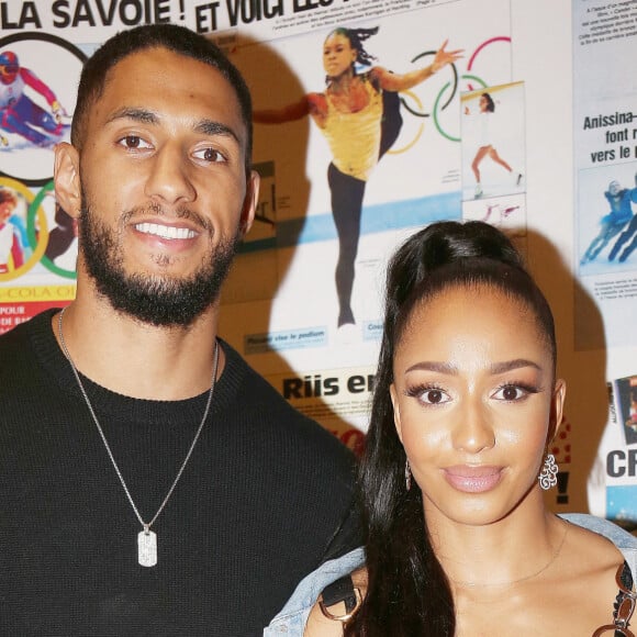 Tony Yoka et sa femme Estelle Mossely lors de la cérémonie des porte-drapeaux Olympique et paralympique pour les JO de Tokyo à la Maison du sport français à Paris, France, le 5 juillet 2021. © Panoramic/Bestimage