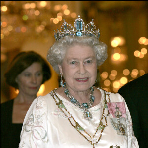 Elizabeth II lors d'une visite officielle du président brésilien Luiz Inacio Lula Da Silva à Buckingham en 2006.