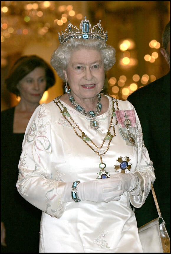 Elizabeth II lors d'une visite officielle du président brésilien Luiz Inacio Lula Da Silva à Buckingham en 2006.