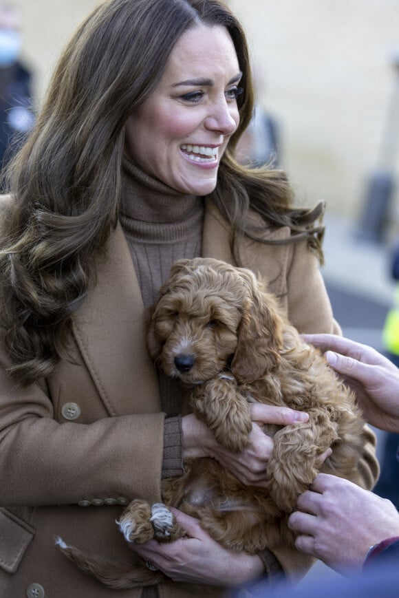 Le prince William, duc de Cambridge, et Catherine (Kate) Middleton, duchesse de Cambridge, lors d'une visite à l'hôpital communautaire de Clitheroe. Clitheroe, le 20 janvier 2022. 