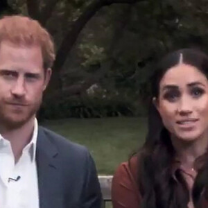 Le prince Harry, duc de Sussex, et Meghan Markle, duchesse de Sussex en pleine interview pour TIME 100 television ABC, le 23 septembre 2020 