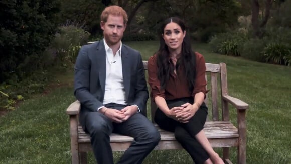 Le prince Harry, duc de Sussex, et Meghan Markle, duchesse de Sussex en pleine interview pour TIME 100 television ABC, le 23 septembre 2020 