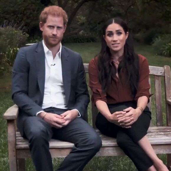 Le prince Harry, duc de Sussex, et Meghan Markle, duchesse de Sussex en pleine interview pour TIME 100 television ABC, le 23 septembre 2020 