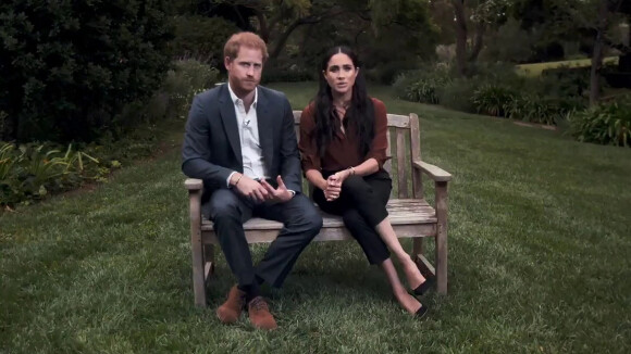 Le prince Harry, duc de Sussex, et Meghan Markle, duchesse de Sussex en pleine interview pour TIME 100 television ABC, le 23 septembre 2020 