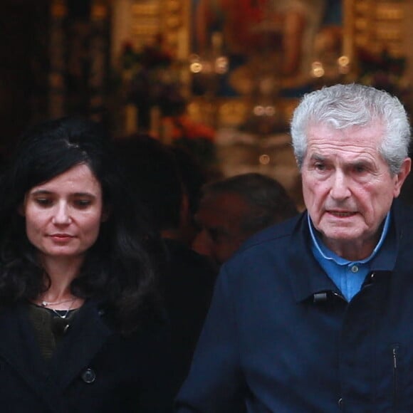 Salomé Lelouch et son père Claude Lelouch - Obsèques de Charles Gérard en la cathédrale arménienne Saint-Jean-Baptiste de Paris. Le 26 septembre 2019 