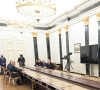 Le président russe Vladimir Poutine préside une réunion par vidéoconférence sur les questions économiques au Kremlin de Moscou, Russie, le 28 février 2022. © Alexei Nikolsky/Tass/Bestimage 