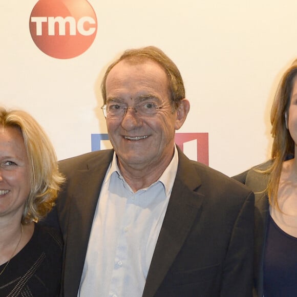 Gilles Bouleau, Caroline Henry, Jean-Pierre Pernaut, Anne-Claire Coudray et Yann Hovine - Conférence de presse de TF1 pour le lancement de l'Euro 2016 à Paris le 17 mai 2016. © Coadic Guirec/Bestimage