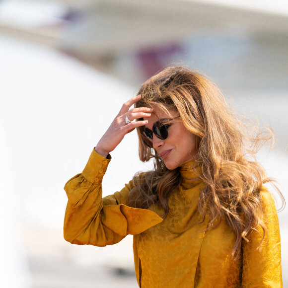 La reine Rania de Jordanie est en voyage officiel à Doha au Qatar le 13 octobre 2021.