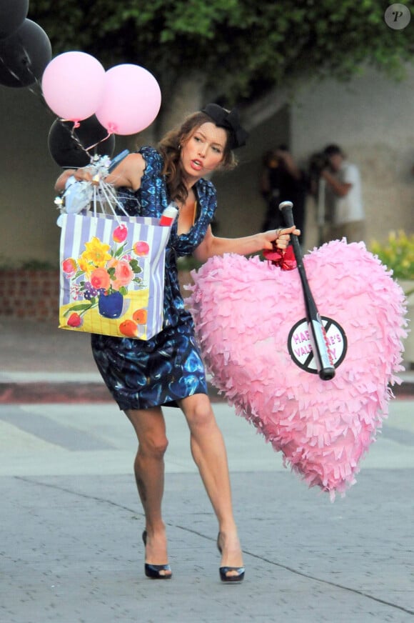 Jessica Biel sur le tournage de Valentine's Day