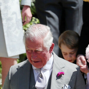 Doria Ragland, Le prince Charles, prince de Galles, et Camilla Parker Bowles, duchesse de Cornouailles - Les invités à la sortie de la chapelle St. George au château de Windsor, Royaume Uni, le 19 mai 2018.