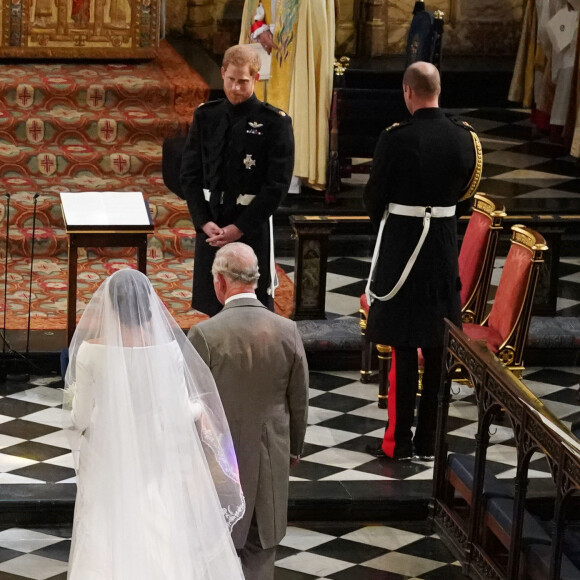 Meghan Markle, duchesse de Sussex, Le prince Charles, prince de Galles, Le prince Harry et Le prince William, duc de Cambridge - Cérémonie de mariage du prince Harry et de Meghan Markle en la chapelle Saint-George au château de Windsor, Royaume Uni, le 19 mai 2018.