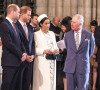 Catherine Kate Middleton, duchesse de Cambridge, le prince William, duc de Cambridge, le prince Harry, duc de Sussex, Meghan Markle, enceinte, duchesse de Sussex, le prince Charles, prince de Galles lors de la messe en l'honneur de la journée du Commonwealth à l'abbaye de Westminster à Londres.