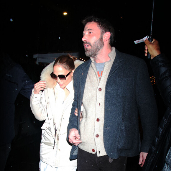 Ben Affleck et sa compagne Jennifer Lopez à New York après un meeting le 4 février 2022 