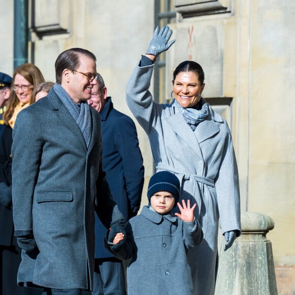 Le prince Daniel, la princesse Victoria de suède, le prince Oscar - La famille royale de Suède participe à la cérémonie "Princess Victoria name day" à Stockholm le 12 mars 2022.