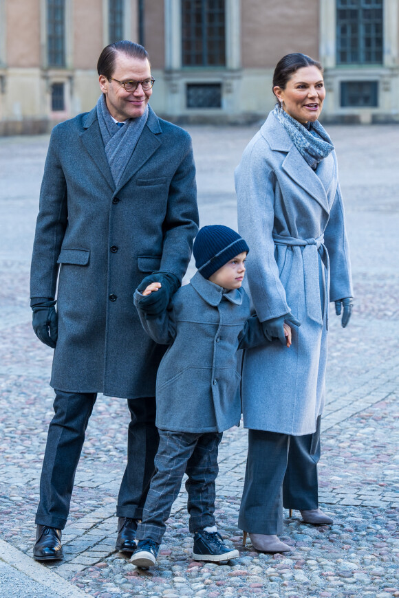 Le prince Daniel, la princesse Victoria de suède, le prince Oscar - La famille royale de Suède participe à la cérémonie "Princess Victoria name day" à Stockholm le 12 mars 2022.