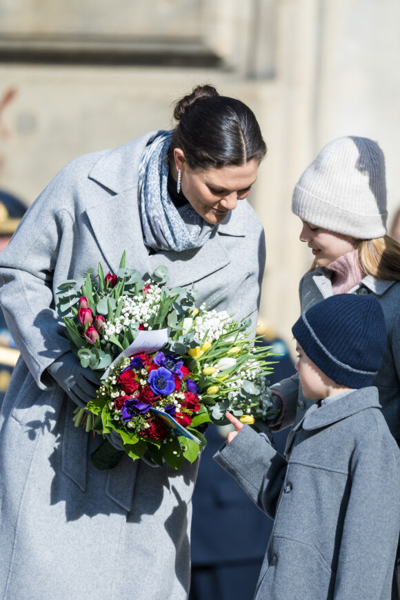 La princesse Victoria de suède, la princesse Estelle, le prince Oscar - La famille royale de Suède participe à la cérémonie "Princess Victoria name day" à Stockholm le 12 mars 2022.