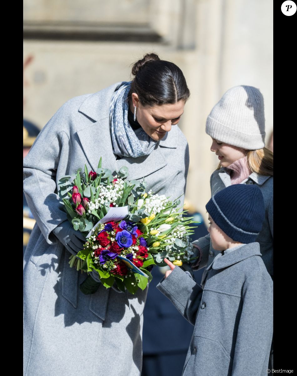 La princesse Victoria de suède, la princesse Estelle, le prince Oscar - La famille royale de Suède participe à la cérémonie "Princess Victoria name day" à Stockholm le 12 mars 2022.