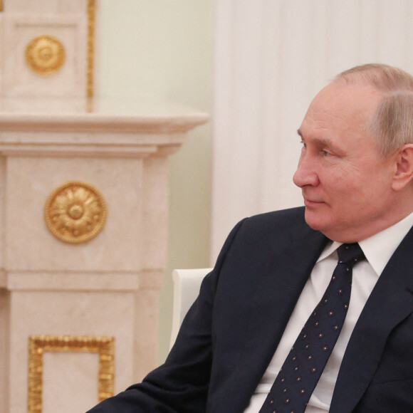 Vladimir Poutine (président de la Fédération de Russie), reçoit Alexander Lukashenko (président de la République de Biélorussie) au Kremlin à Moscou, le 11 mars 2022.