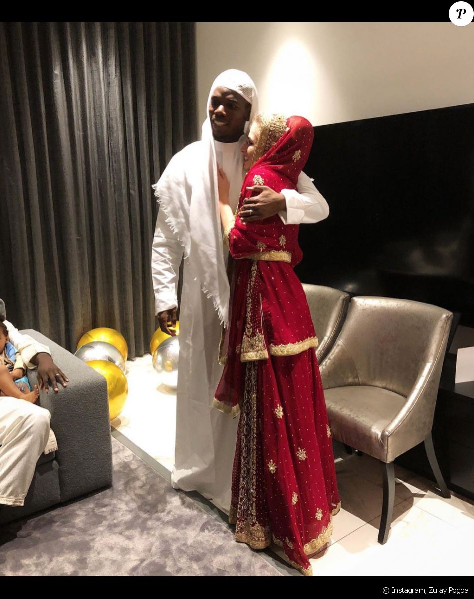Paul Pogba et son épouse Zulay Pogba lors de leur mariage religieux, en mars 2018.