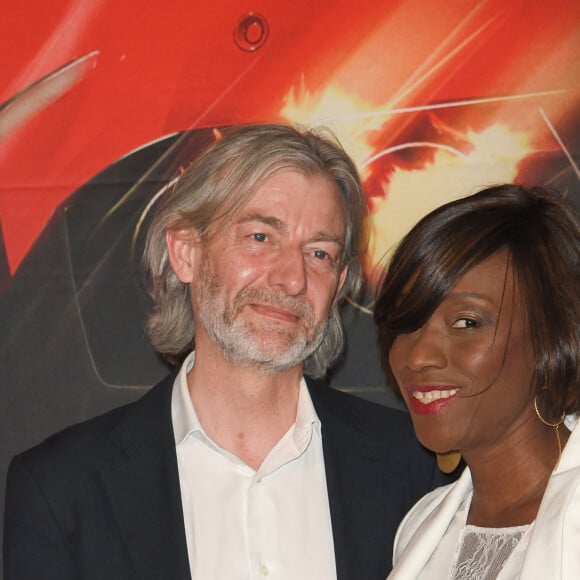 Gilles Verdez et sa compagne Fatou - Avant-première du film "Taxi 5" au cinéma le Grand Rex à Paris, France, le 8 avril 2018. © Coadic Guirec/Bestimage