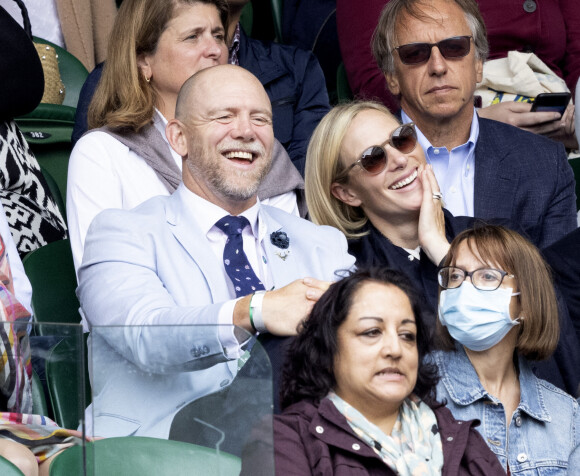 Zara Phillips (Zara Tindall) et son mari Mike Tindall - Jour 9 - Les célébrités dans les tribunes à Wimbledon, le 7 juillet 2021