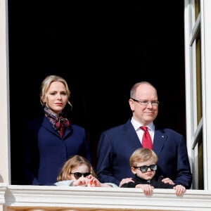 La princesse Charlène de Monaco, le prince Albert II de Monaco, la princesse Gabriella, le prince Jacques lors de la procession de Sainte Dévote à Monaco le 27 janvier 2020. © Claudia Albuquerque / Bestimage