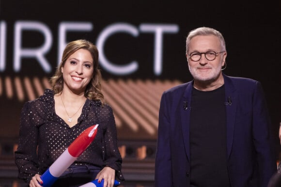 Exclusif - Léa Salamé, Laurent Ruquier sur le plateau de l'émission OEED (On Est En Direct) à Paris, France, le 19 mars 2022.