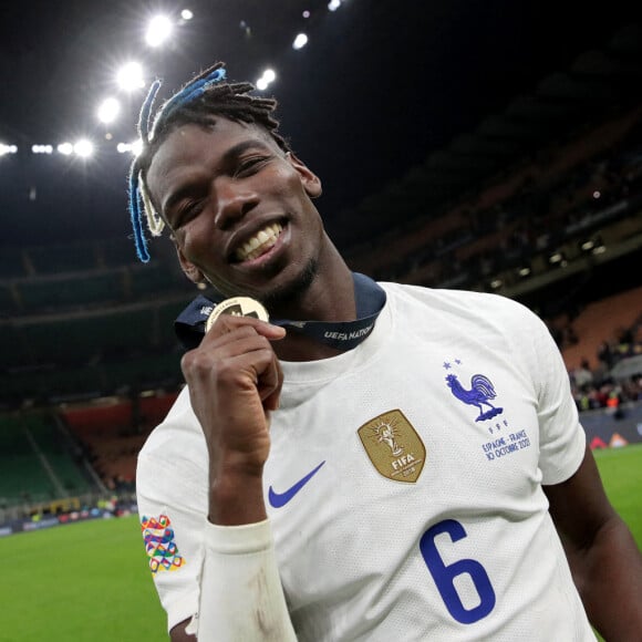 Paul Pogba - La France remporte la coupe de la Ligue des Nations en battant l'Espagne 2 buts à 1 à Milan le 10 octobre 2021. © Inside/Panoramic/Bestimage