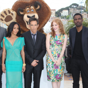 Ben Stiller, Martin Short, Jada Pinkett-Smith, Jessica Chastain et Chris Rock - Photocall du film Madagascar III le 18 mai 2012