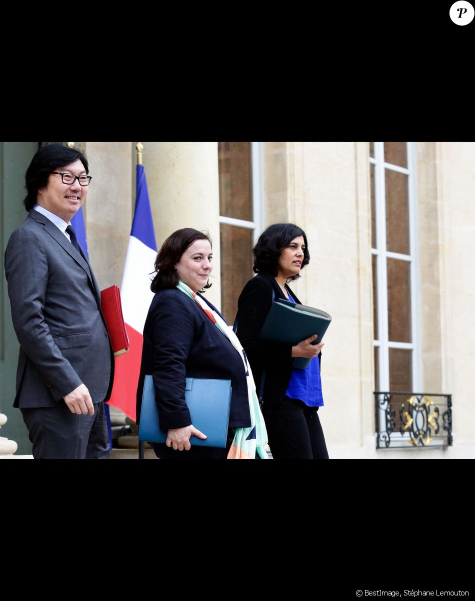 Jean-Vincent Placé, Emmanuelle Cosse et Myriam El Khomri - Sortie du conseil des ministres au Palais de l'Elysée, à Paris le 3 mai 2017. © Stéphane Lemouton/Bestimage