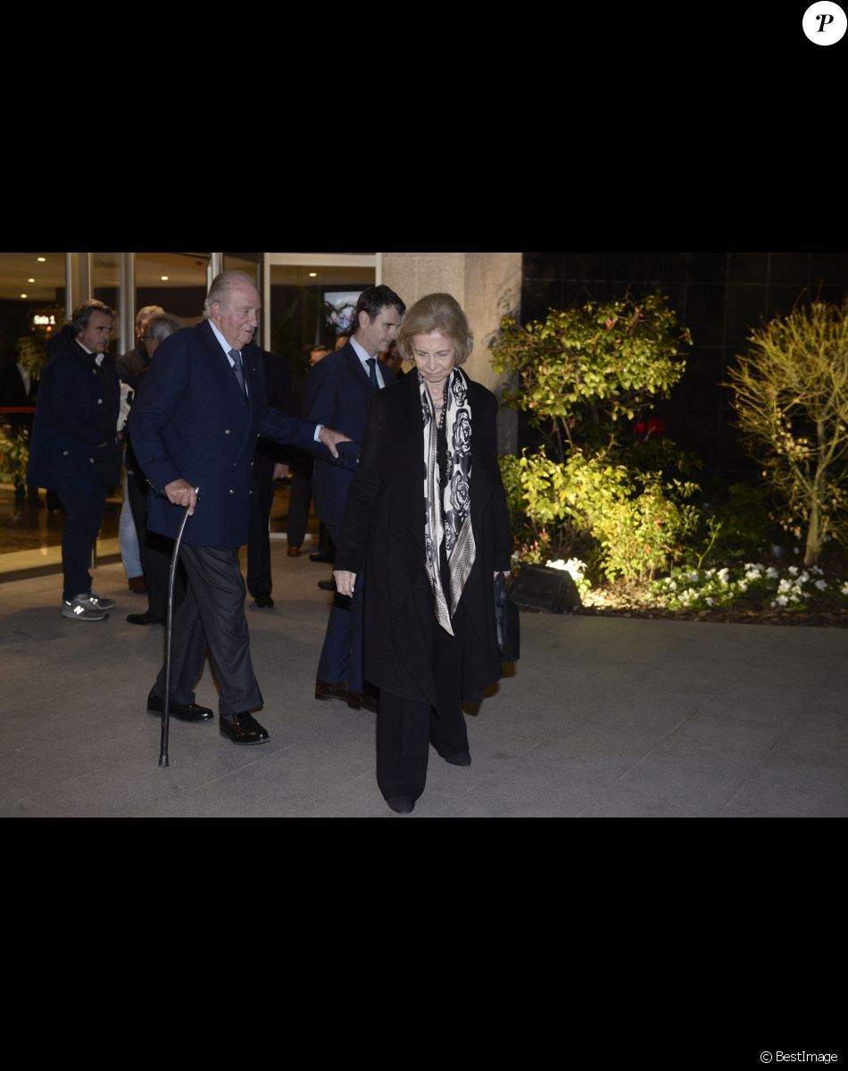 Le roi Juan Carlos et la reine Sofia d'Espagne à leur arrivée aux obsèques de l'homme d'affaires mexicain Placido Arango à Madrid. Le 17 février 2020