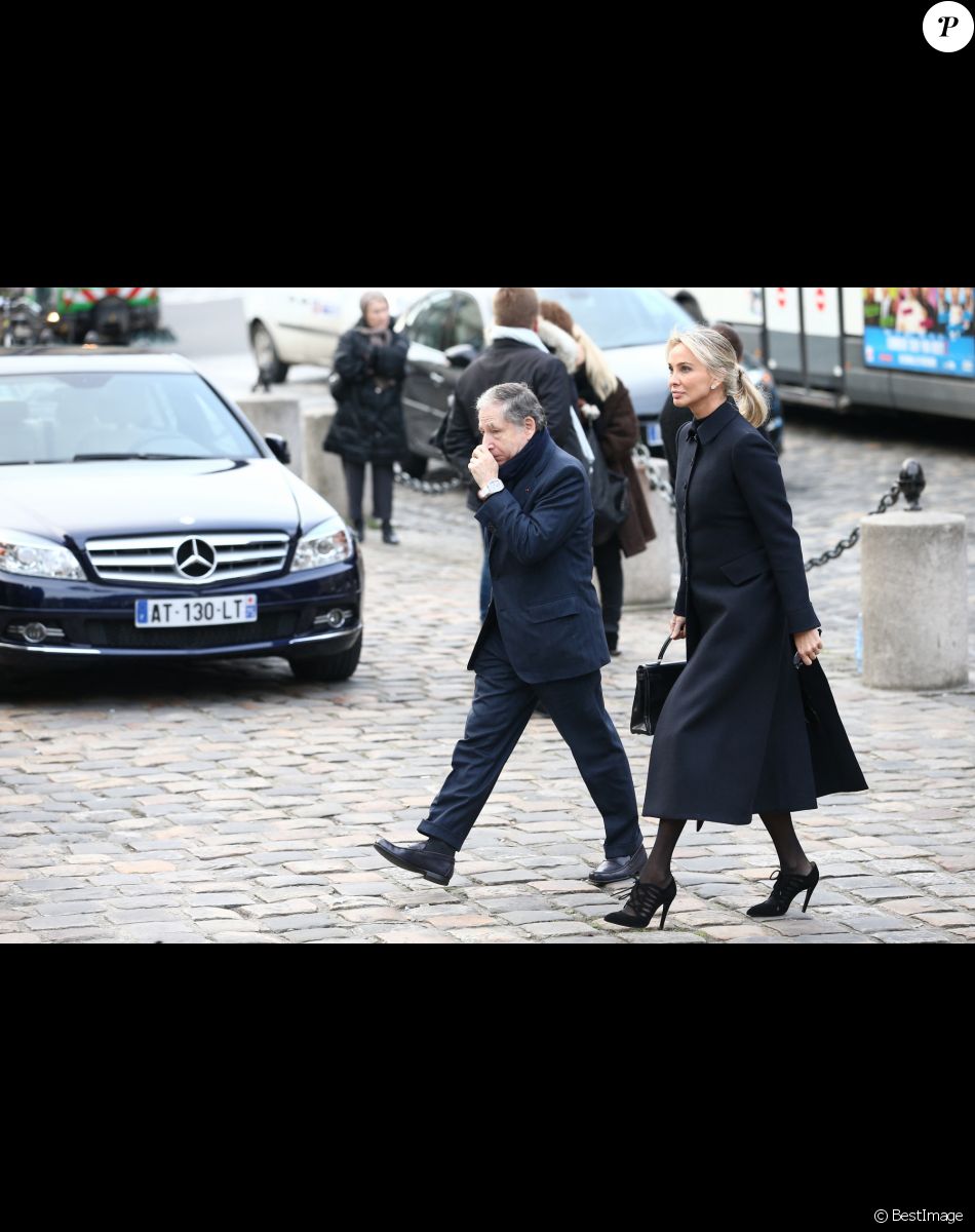 Jean Todt et Corinna zu Sayn-Wittgenstein - Cérémonie religieuse à la mémoire de Jacques Chancel, en l'église Saint-Germain-des-Prés, à Paris, le 6 janvier 2015.