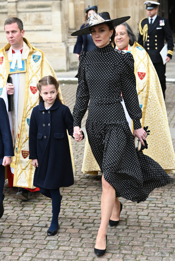 Catherine (Kate) Middleton, duchesse de Cambridge, La princesse Charlotte de Cambridge - Service d'action de grâce en hommage au prince Philip, duc d'Edimbourg, à l'abbaye de Westminster à Londres, le 29 mars 2022. Le prince Philip, duc d'Edimbourg, est décédé le 9 avril 2021.
