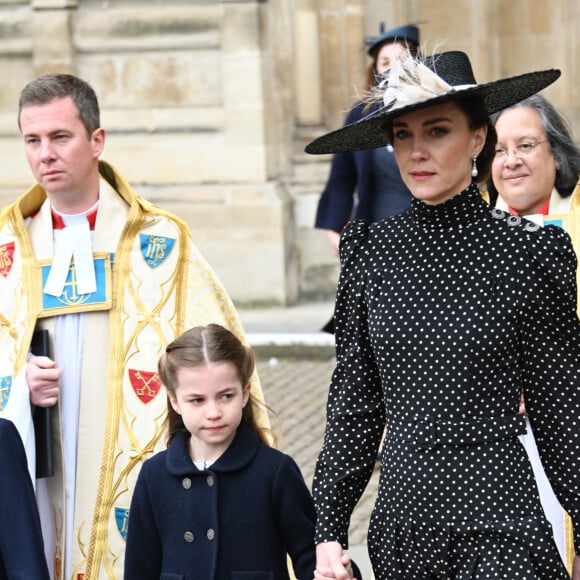 Catherine (Kate) Middleton, duchesse de Cambridge, La princesse Charlotte de Cambridge - Service d'action de grâce en hommage au prince Philip, duc d'Edimbourg, à l'abbaye de Westminster à Londres, le 29 mars 2022. Le prince Philip, duc d'Edimbourg, est décédé le 9 avril 2021.