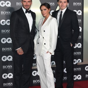 David Beckham, Victoria Beckham, Brooklyn Beckham - Photocall de la soirée "GQ Men of the Year" Awards à Londres le 3 septembre 2019. 