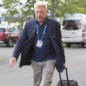 Boris Becker arrive au tournoi de l'US Open de Flushing Meadows à New York, le 4 septembre 2019.