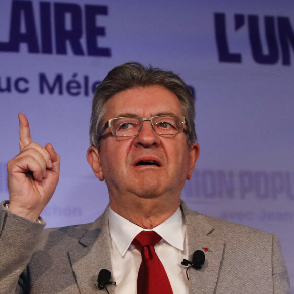 Jean-Luc Mélenchon au soir du premier tour des élections présidentielles 2022 , à Paris le 10 avril 2022