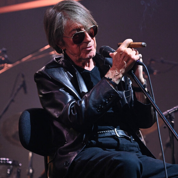 Jacques Dutronc et Thomas Dutronc en showcase de leur tournée "Dutronc & Dutronc" au Centre Evénementiel de Courbevoie le 11 avril 2022. © Coadic Guirec/Bestimage