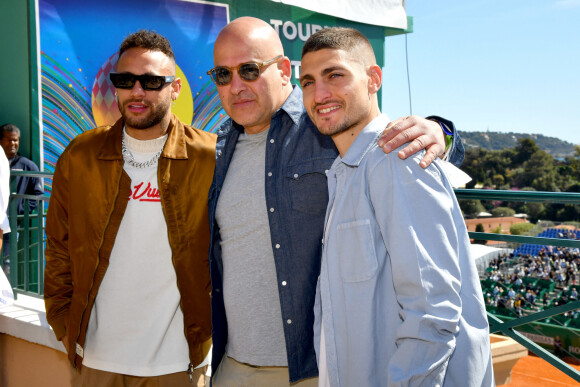 Neymar, Matteo Sinigaglia, CEO de Replay, Marco Verratti - Tennis : Les célébrités assistent à la 115ème édition du Rolex Monte-Carlo Masters à Monaco le 11 avril 2022 © Bruno Bebert / Bestimage