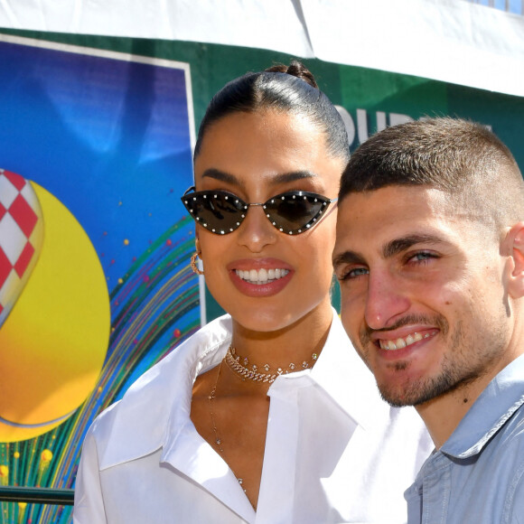 Jessica Aidi et son mari Marco Verratti - Tennis : Les célébrités assistent à la 115ème édition du Rolex Monte-Carlo Masters à Monaco le 11 avril 2022 © Bruno Bebert / Bestimage