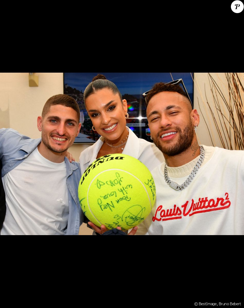 Exclusif - Marco Verratti et sa femme Jessica Aidi et Neymar - Loge Replay - Tennis : Les célébrités assistent à la 115ème édition du Rolex Monte-Carlo Masters à Monaco le 11 avril 2022 © Bruno Bebert / Bestimage